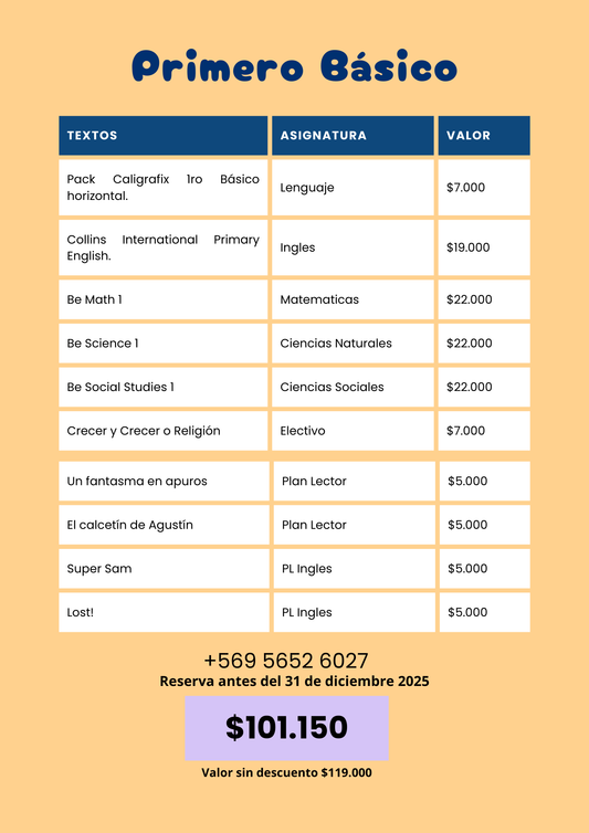 Pack Textos 1° Básico — Colegio San Joaquín (2026)