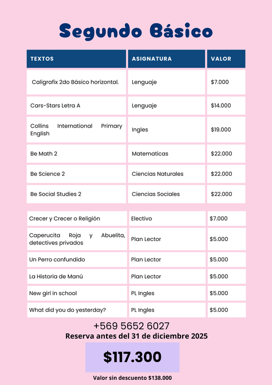 Pack Textos 2° Básico — Colegio San Joaquín (2026)