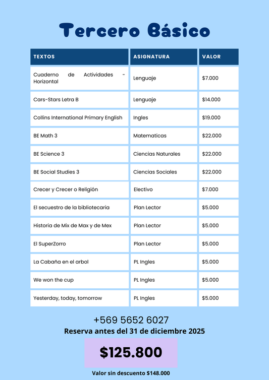 Pack Textos 3° Básico — Colegio San Joaquín (2026)