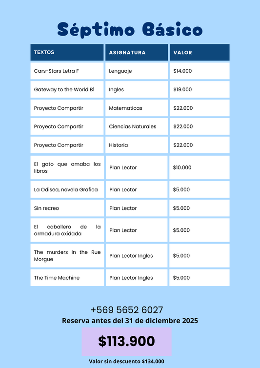 Pack Textos 7° Básico — Colegio San Joaquín (2026)