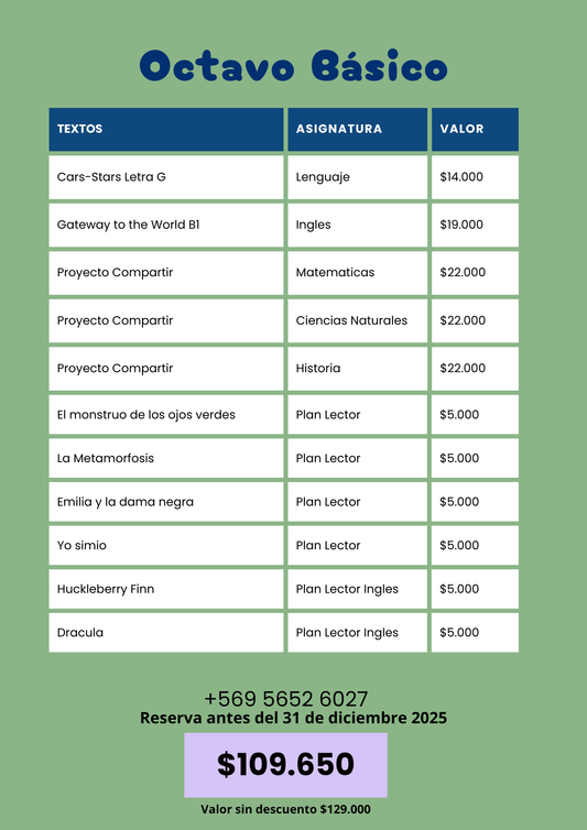Pack Textos 8° Básico — Colegio San Joaquín (2026)