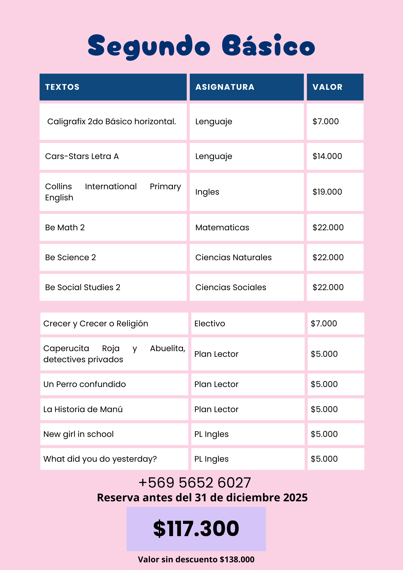 Pack Textos 2° Básico — Colegio San Joaquín (2026)