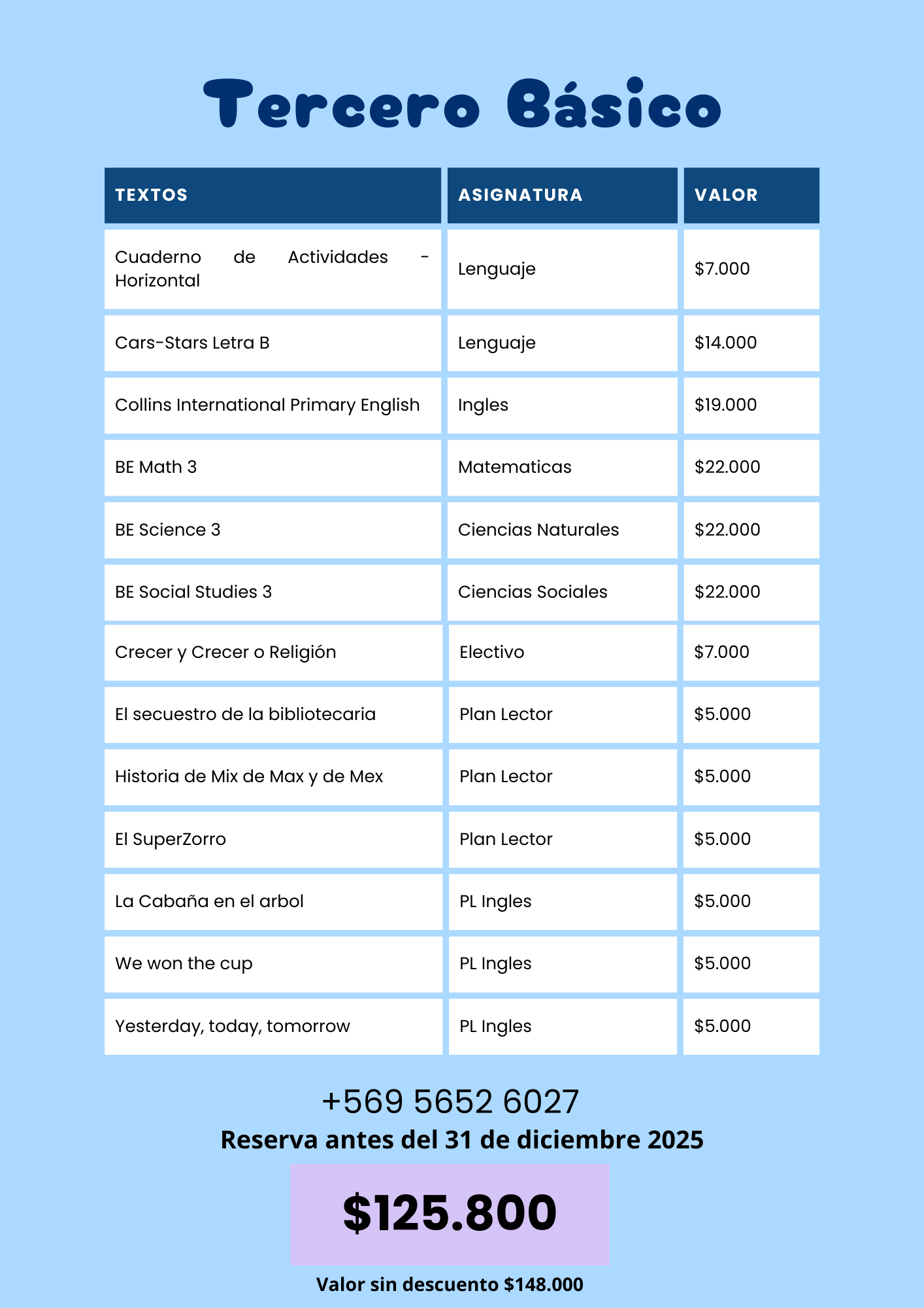 Pack Textos 3° Básico — Colegio San Joaquín (2026)