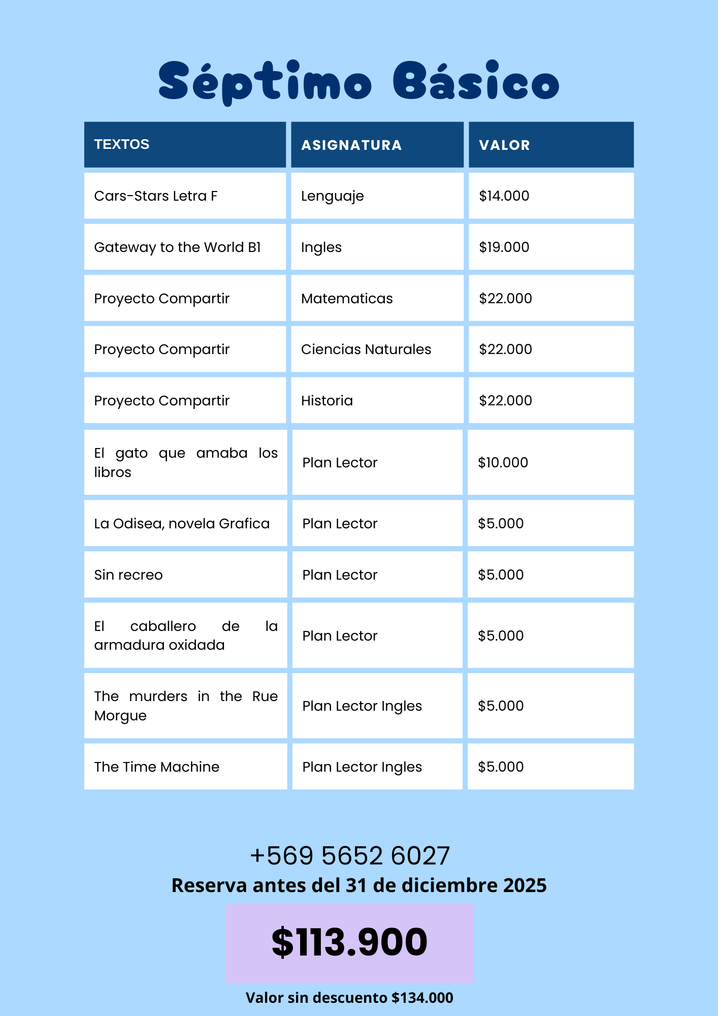 Pack Textos 7° Básico — Colegio San Joaquín (2026)